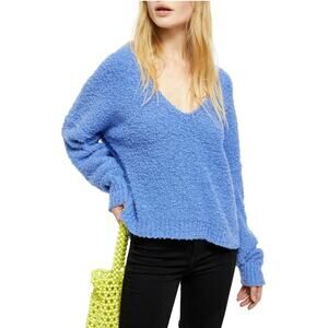 Free People Soft Blue Crew Neck Sweater